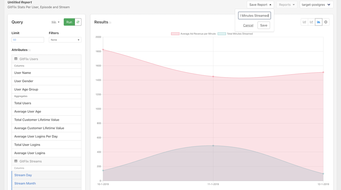 Save Report dialogue for naming the report you want to save